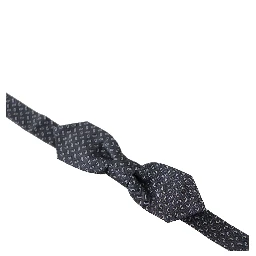 Blue Gray Polka Dot 100% Silk Neck Papillon Tie