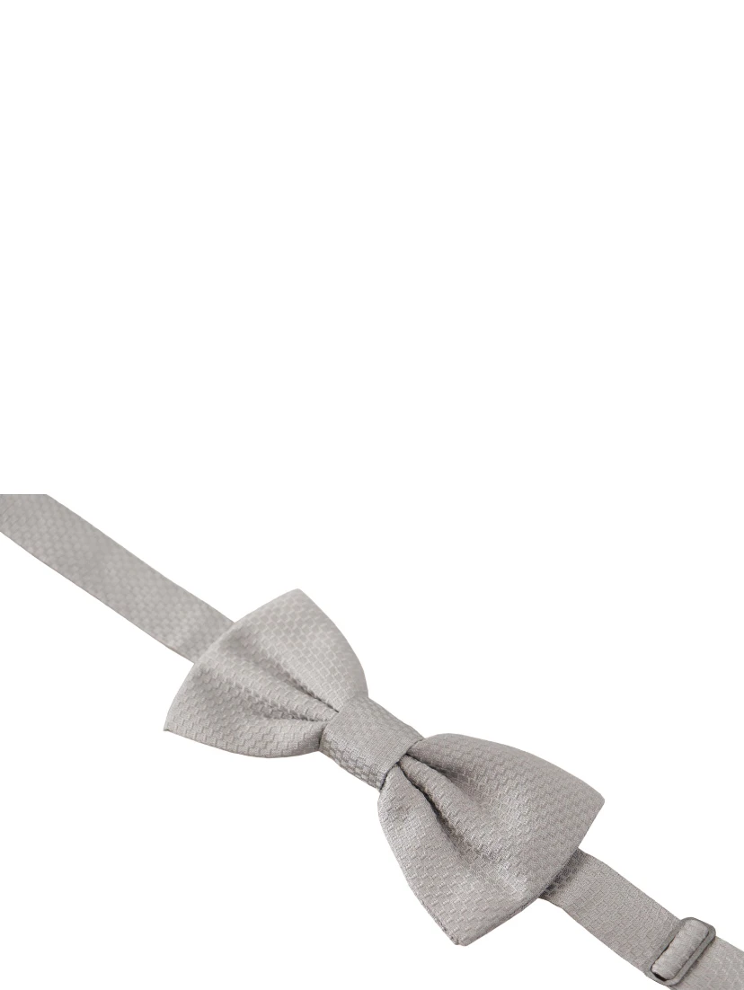 Gray 100% Silk Adjustable Neck Papillon Tie