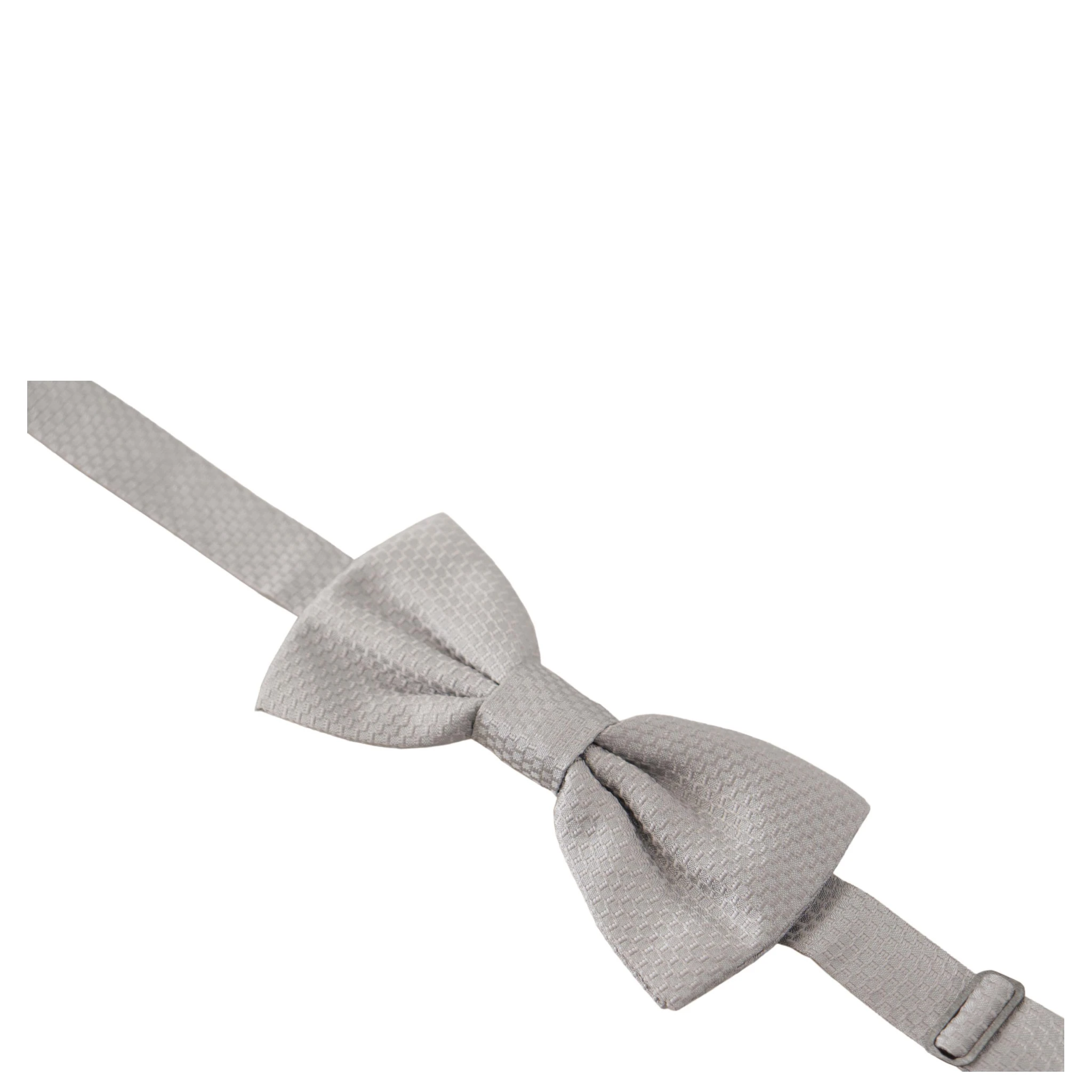 Gray 100% Silk Adjustable Neck Papillon Tie