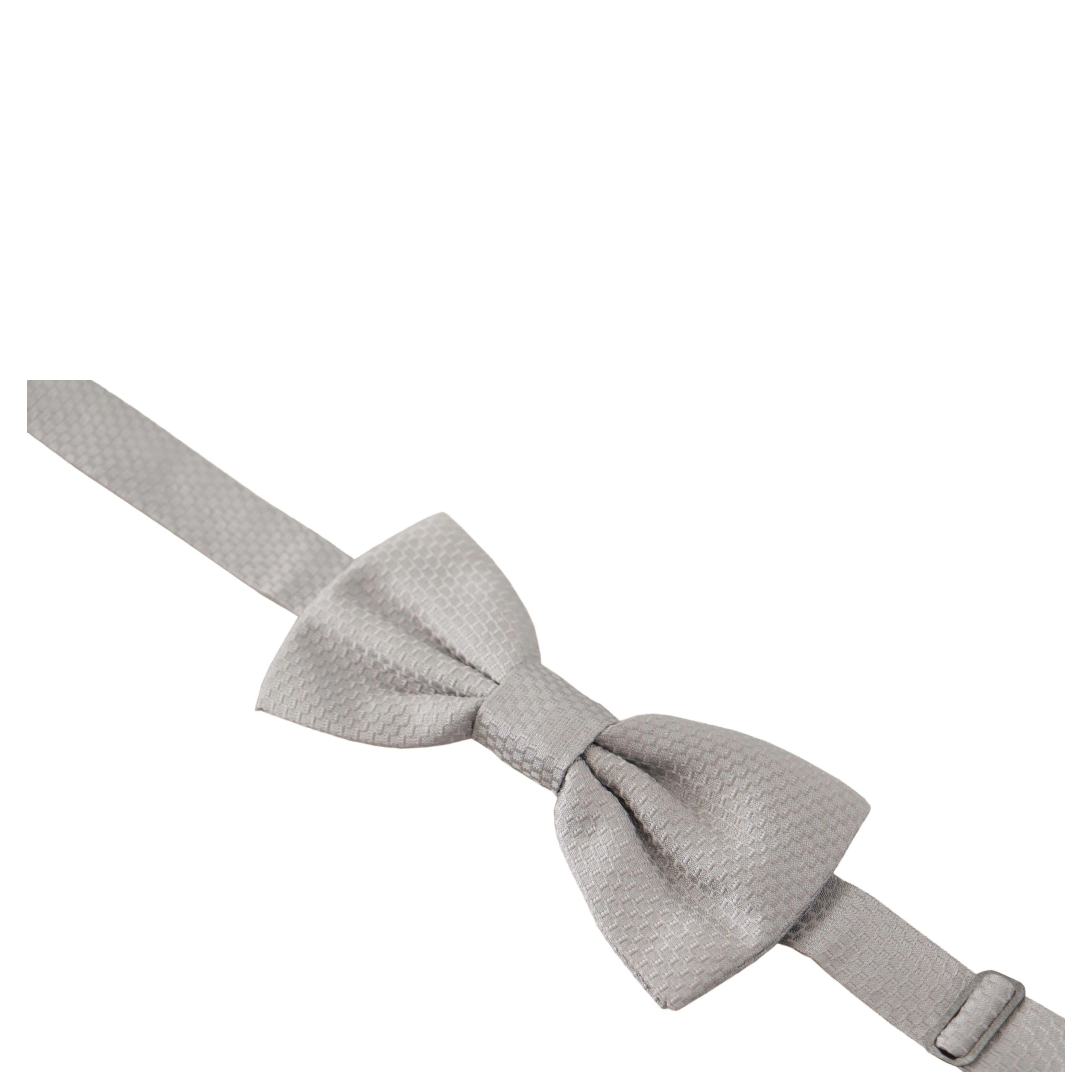 Gray 100% Silk Adjustable Neck Papillon Tie