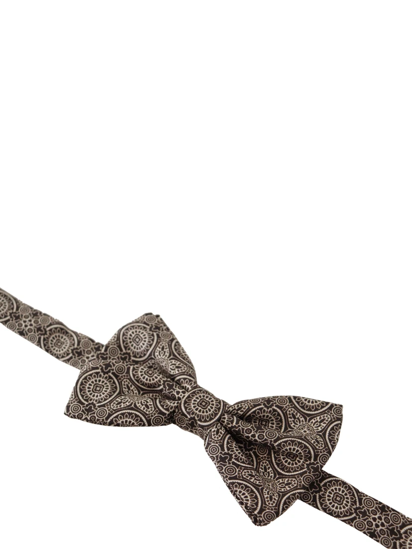 Black white 100% Silk Adjustable Neck Papillon Tie