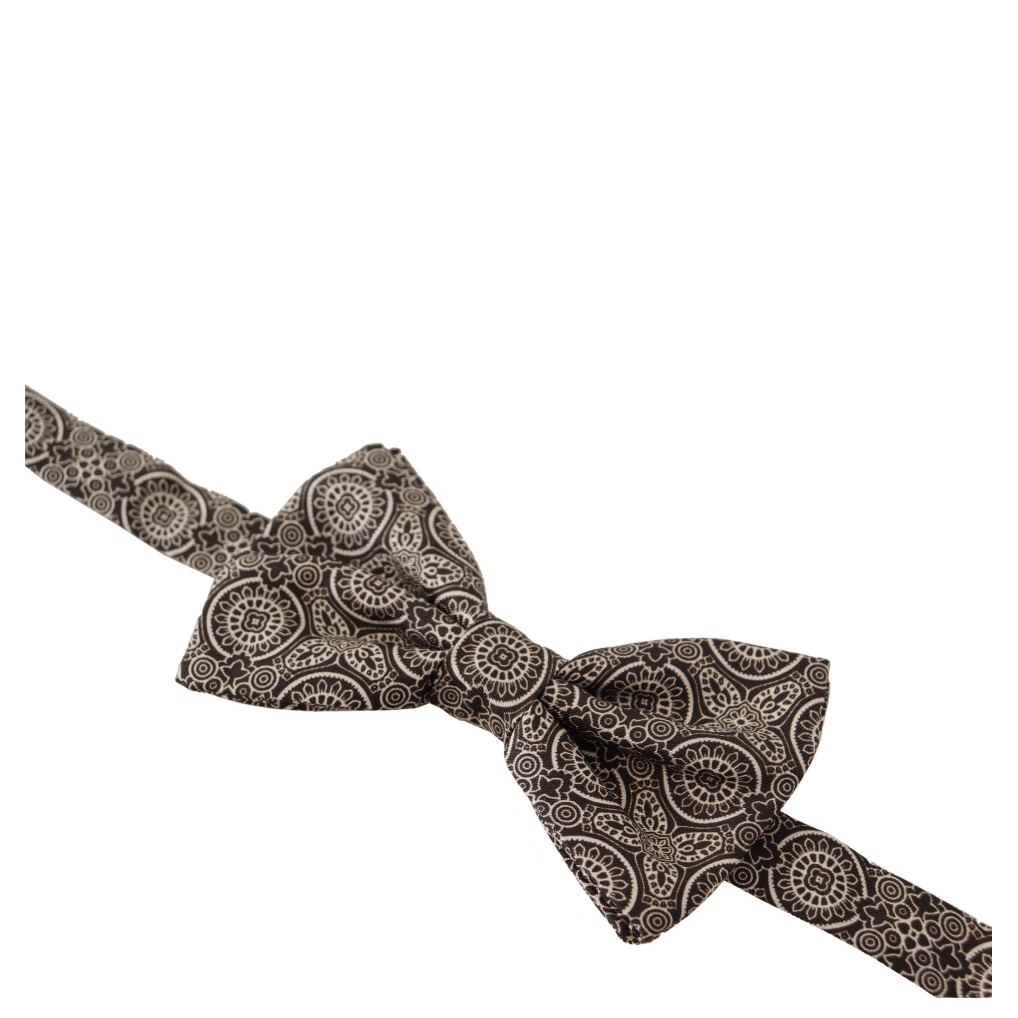 Black white 100% Silk Adjustable Neck Papillon Tie