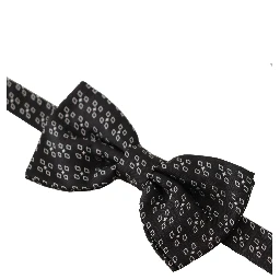 Black White Polka Dot 100% Silk Neck Papillon Tie