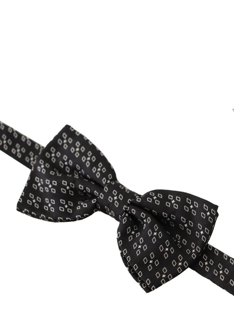 Black White Polka Dot 100% Silk Neck Papillon Tie alternative