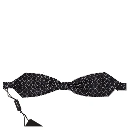 Black White Round 100% Silk Neck Papillon  Tie
