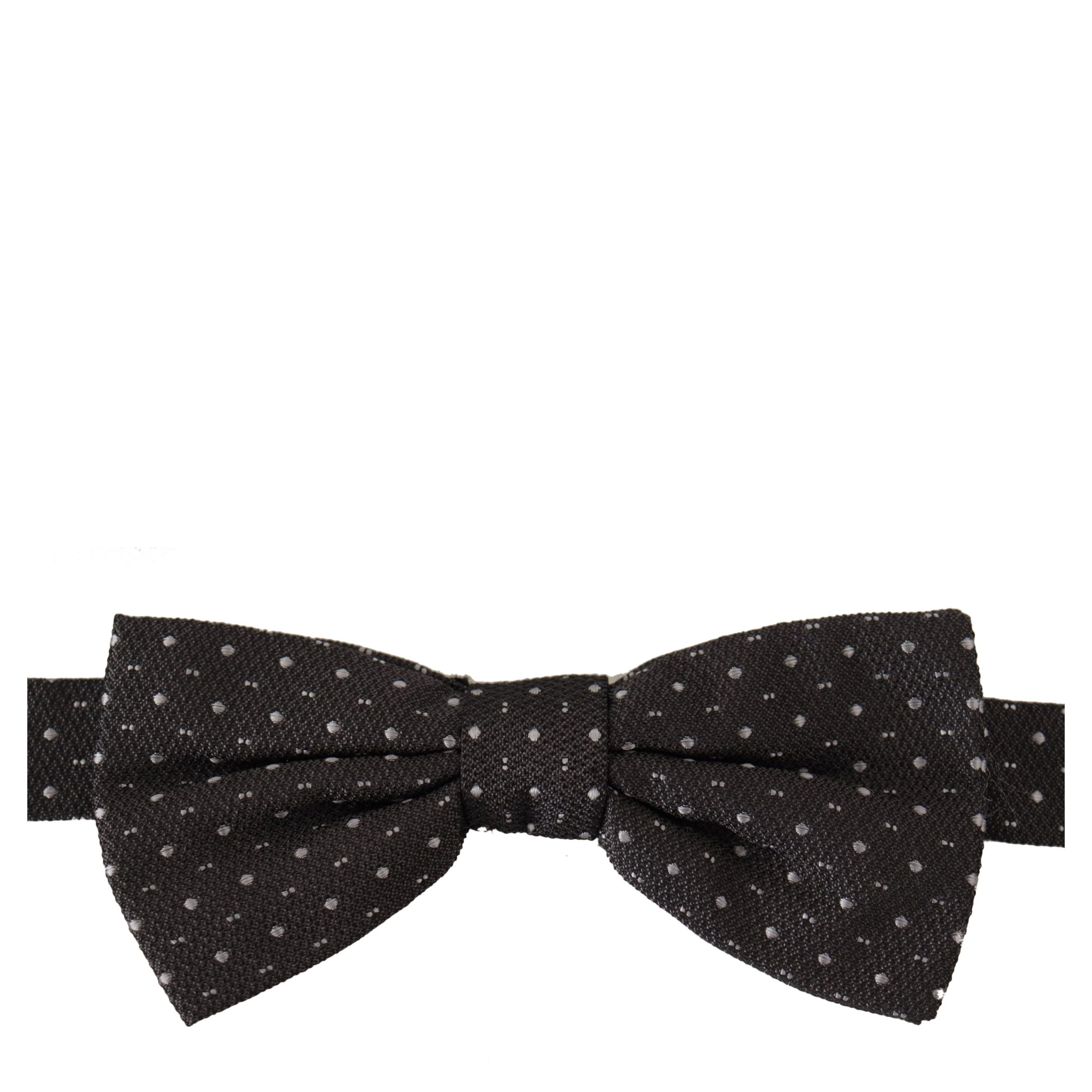 Gray Polka Dot 100% Silk Neck Papillon Tie