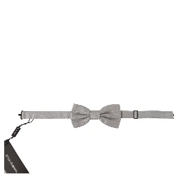 Gray 100% Silk Adjustable Neck Papillon Tie