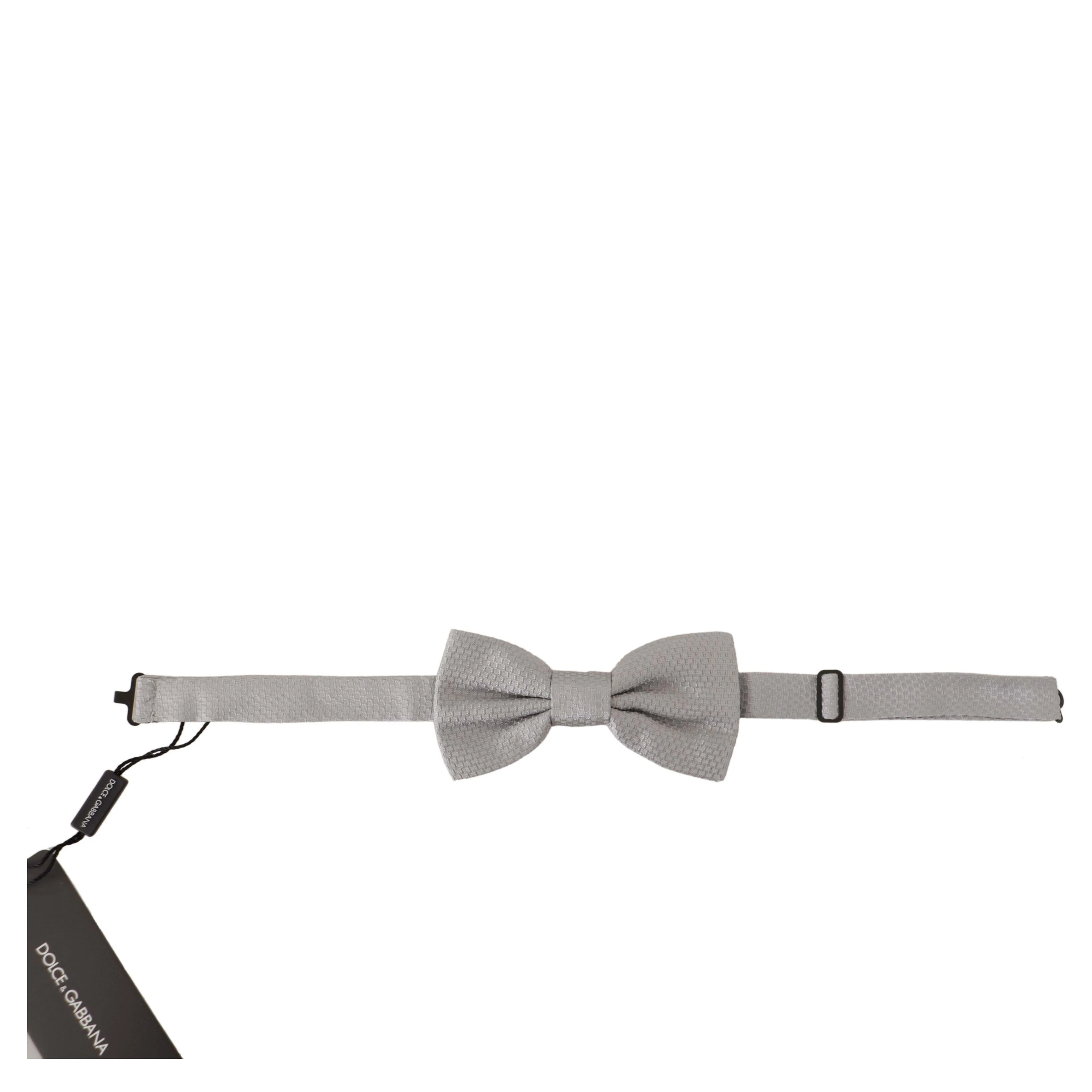 Gray 100% Silk Adjustable Neck Papillon Tie