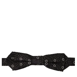 Black White Polka Dot 100% Silk Neck Papillon Tie