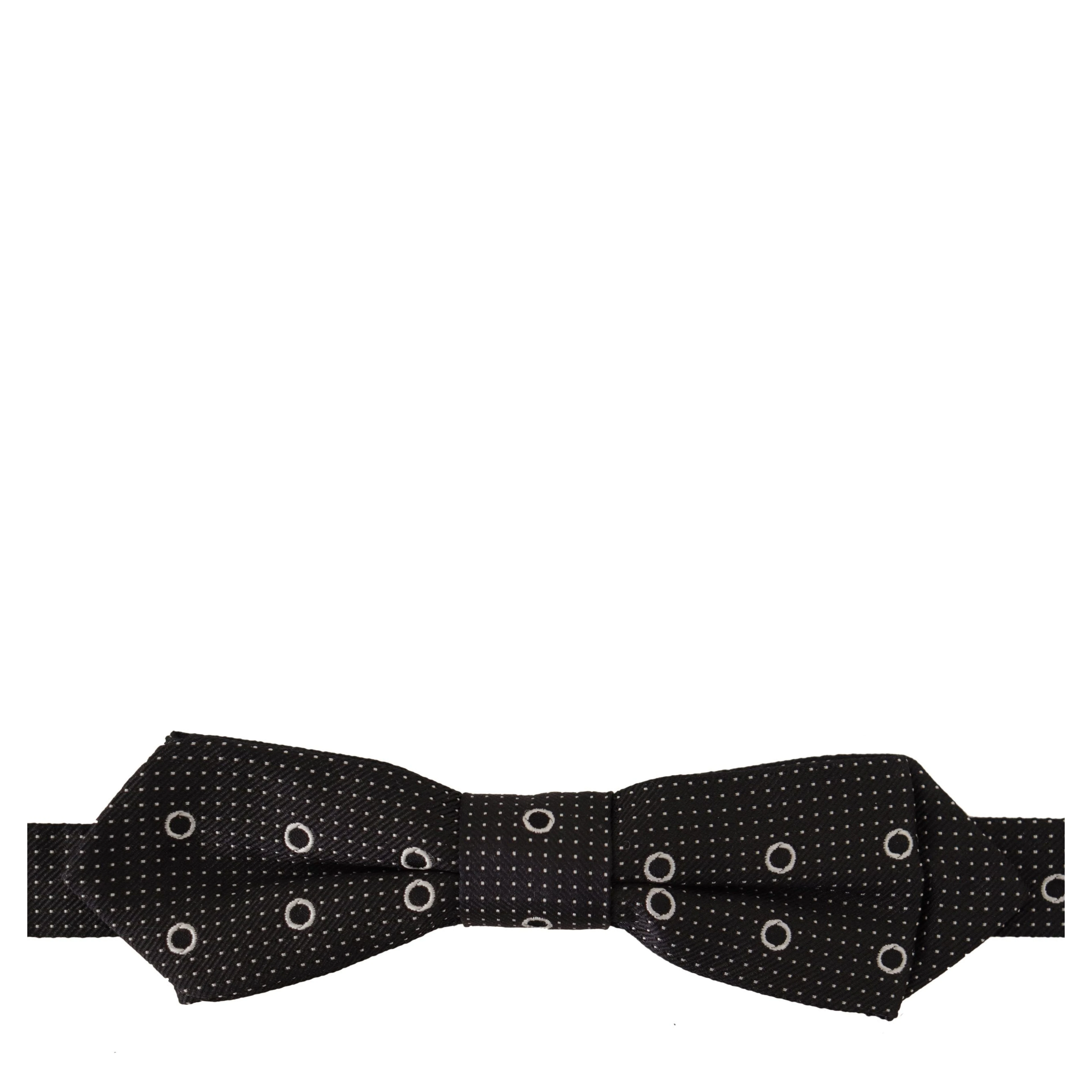 Black White Polka Dot 100% Silk Neck Papillon Tie