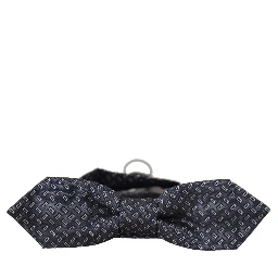Blue Gray Polka Dot 100% Silk Neck Papillon Tie