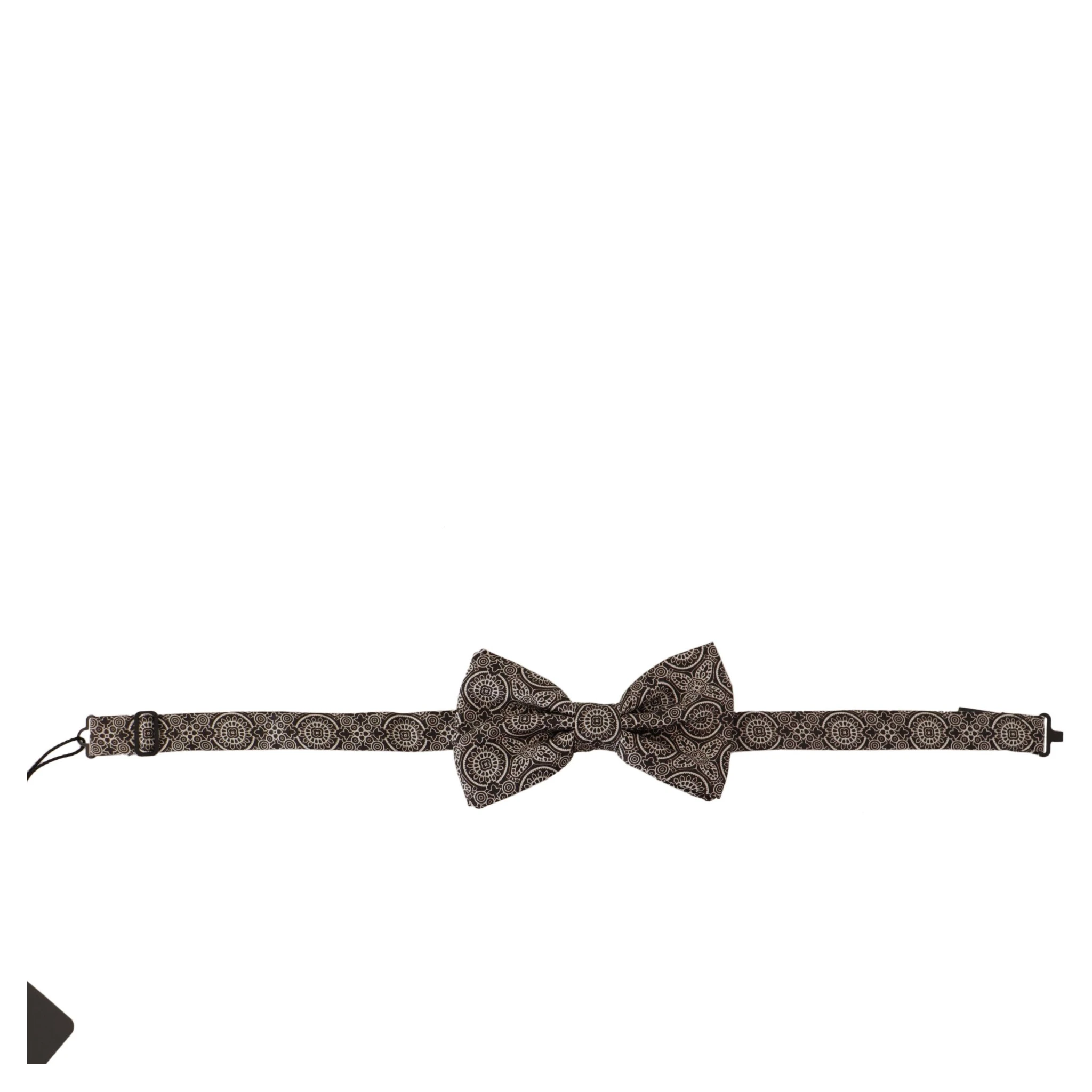 Black white 100% Silk Adjustable Neck Papillon Tie