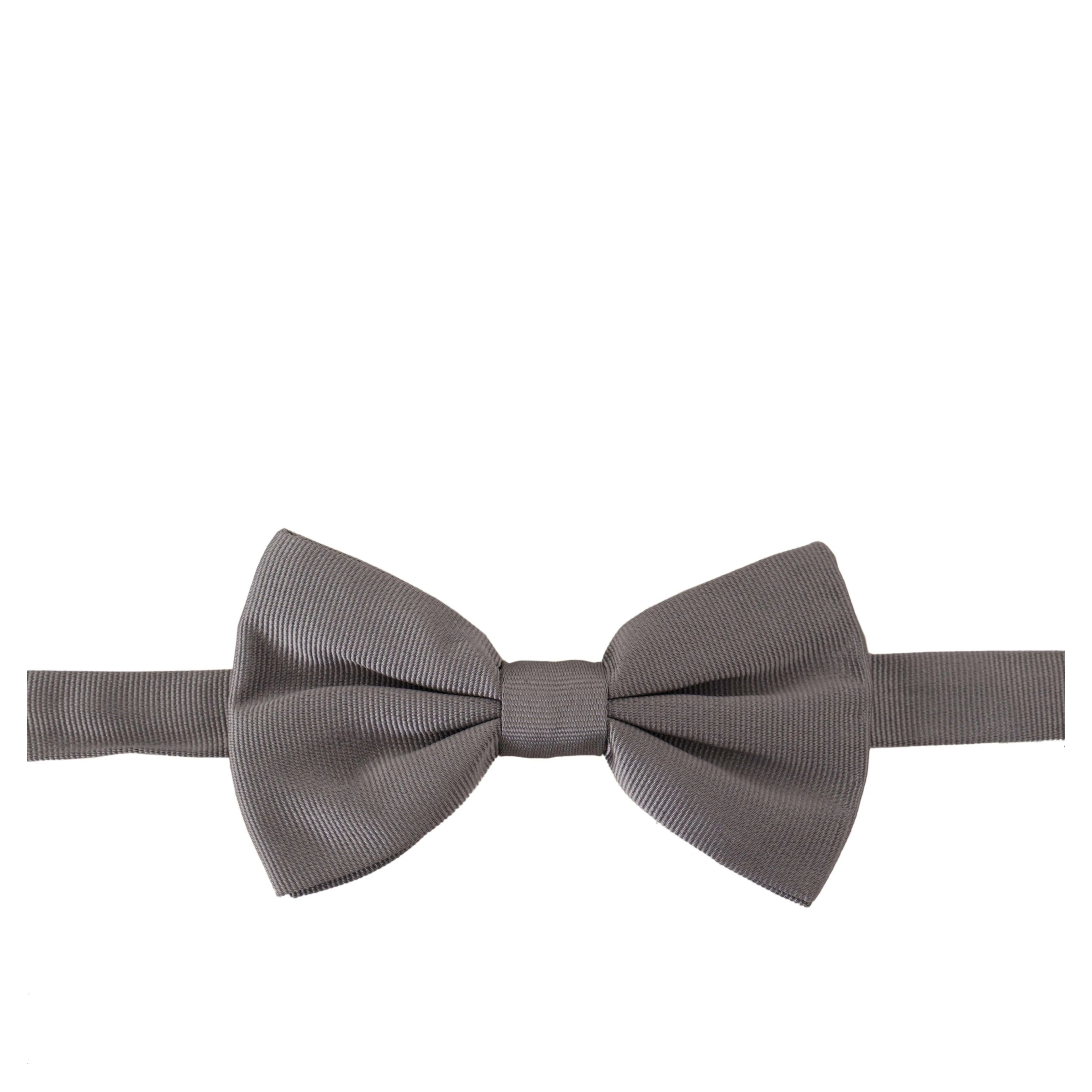 Gray 100% Silk Adjustable Neck Papillon Tie