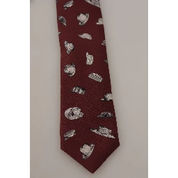 Maroon Hat Pattern 100% Silk Adjustable Accessory Tie
