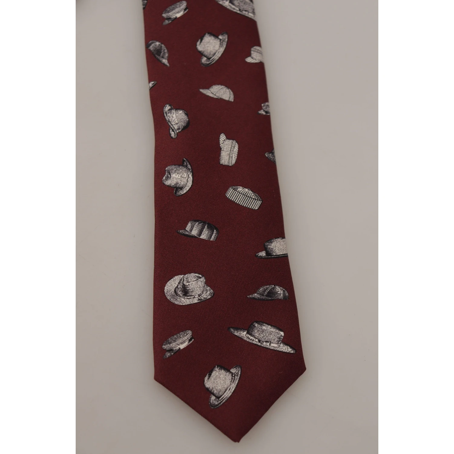 Maroon Hat Pattern 100% Silk Adjustable Accessory Tie