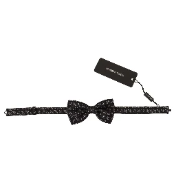 Black White Polka Dot 100% Silk Neck Papillon Tie