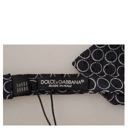 Black White Round 100% Silk Neck Papillon  Tie