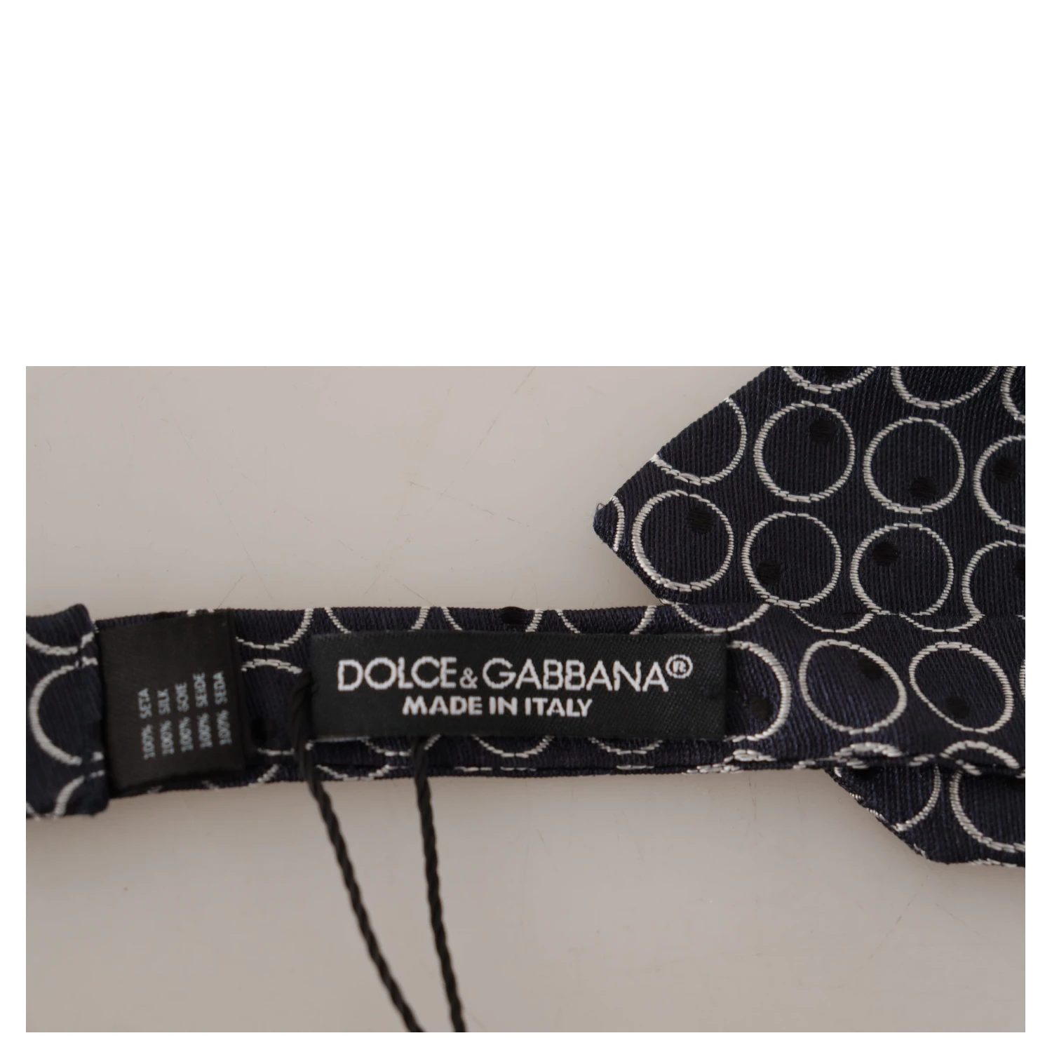 Black White Round 100% Silk Neck Papillon Tie