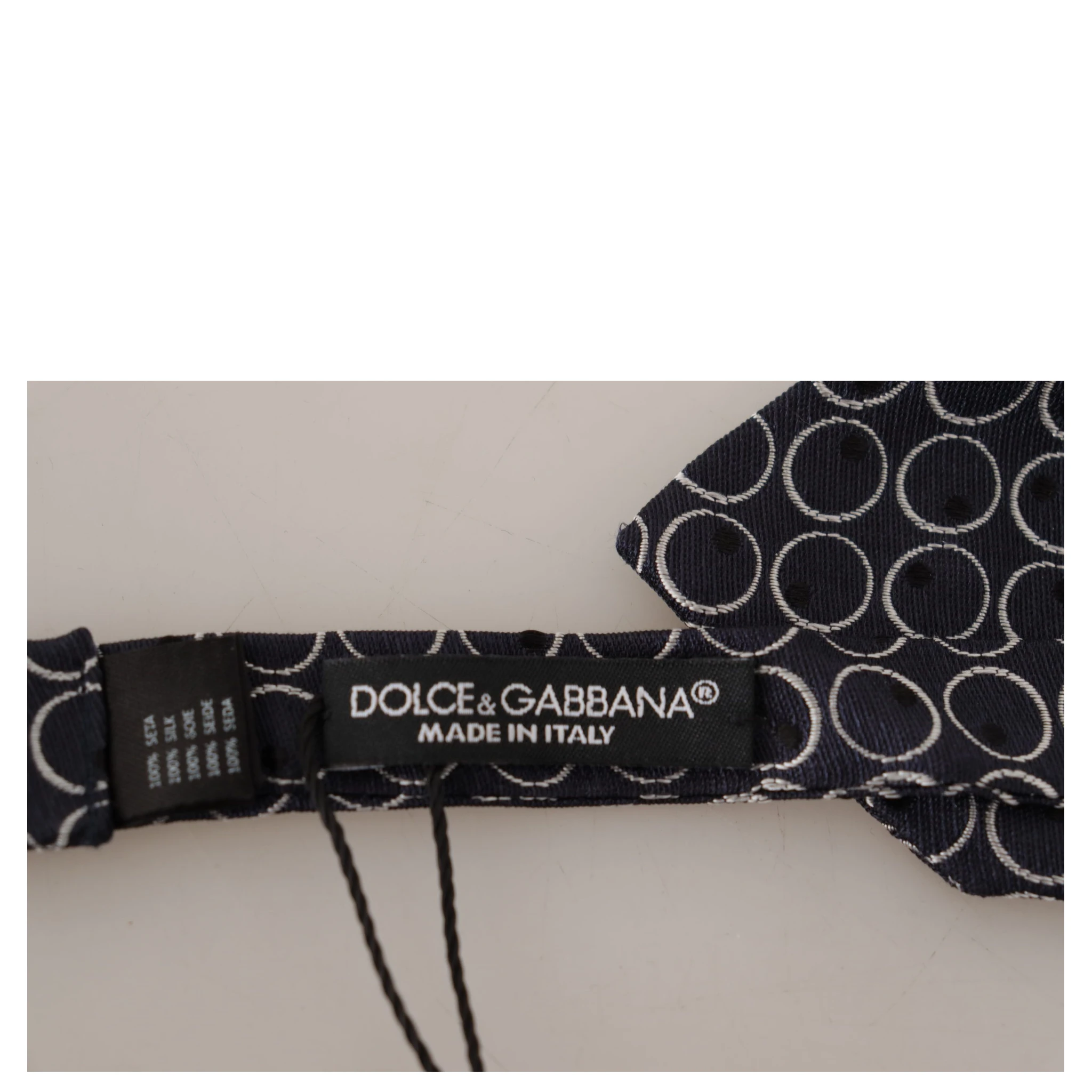 Black White Round 100% Silk Neck Papillon  Tie