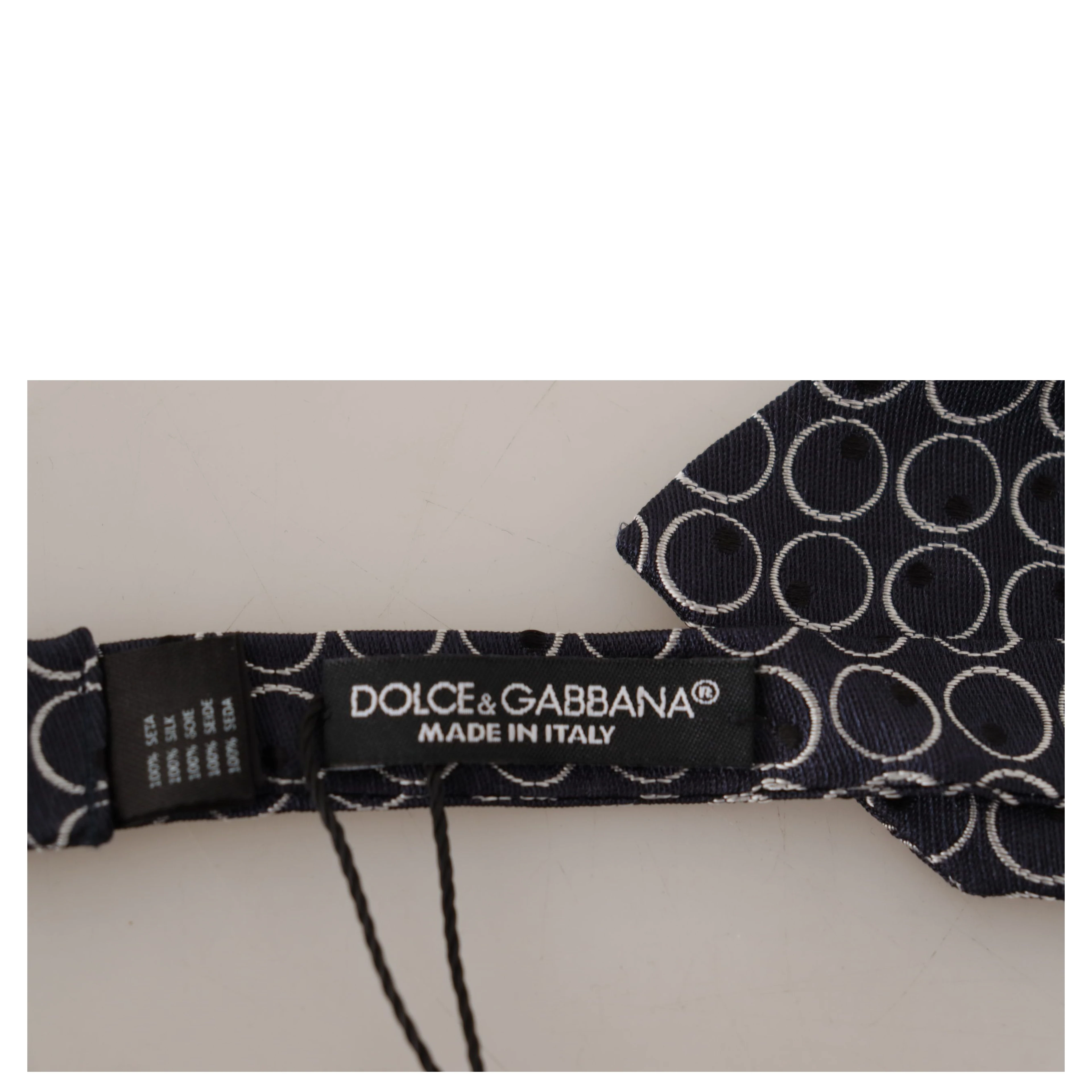 Black White Round 100% Silk Neck Papillon  Tie