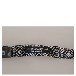 Black white 100% Silk Adjustable Neck Papillon Tie