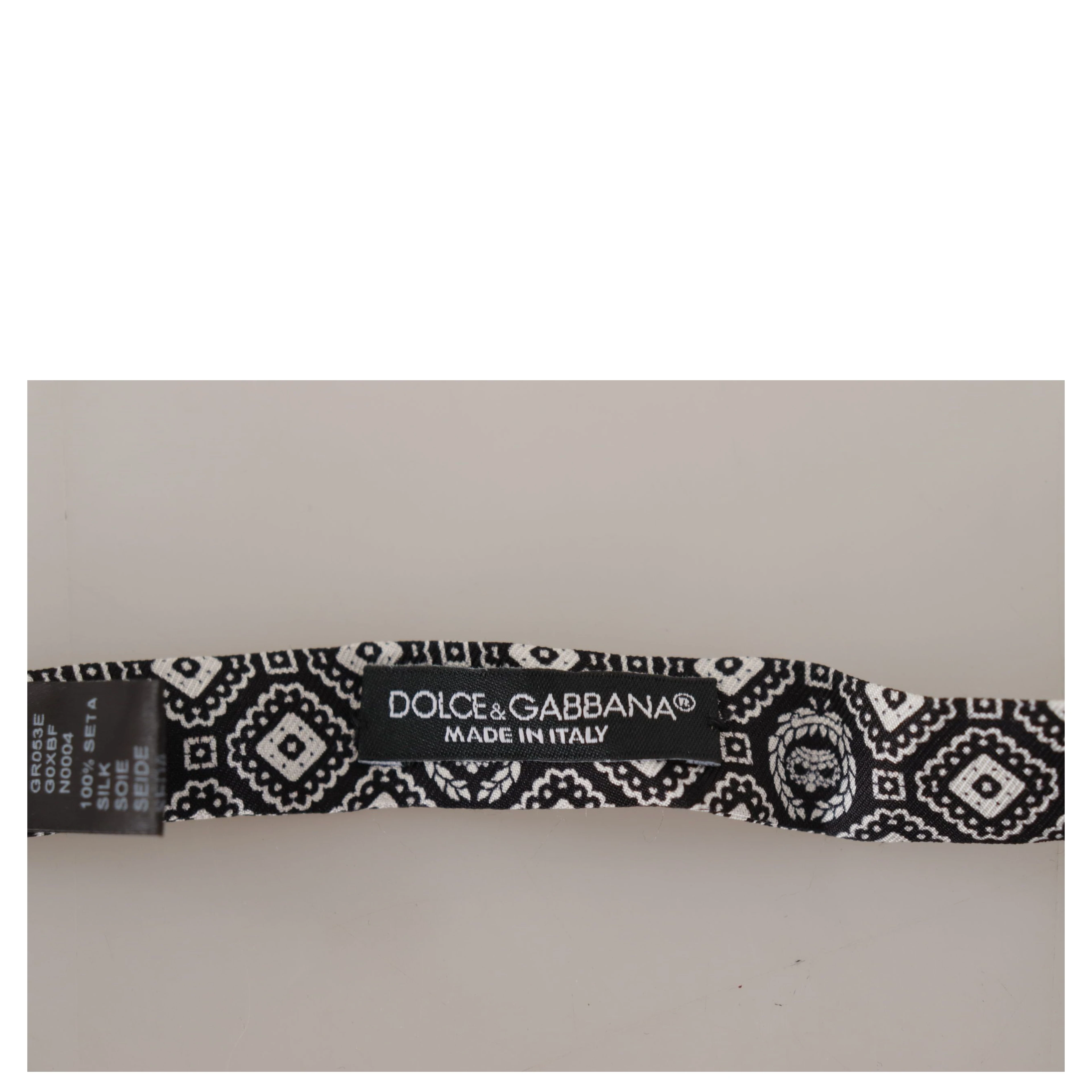 Black white 100% Silk Adjustable Neck Papillon Tie