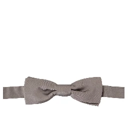 Silver 100% Silk Slim Adjustable Neck Papillon Tie