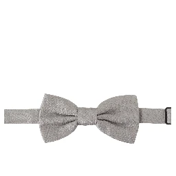 Gray 100% Silk Adjustable Neck Papillon Tie