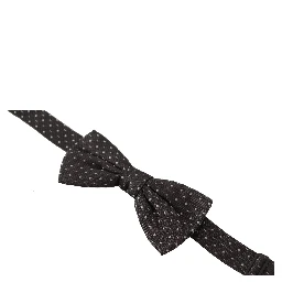 Gray Polka Dot 100% Silk Neck Papillon Tie