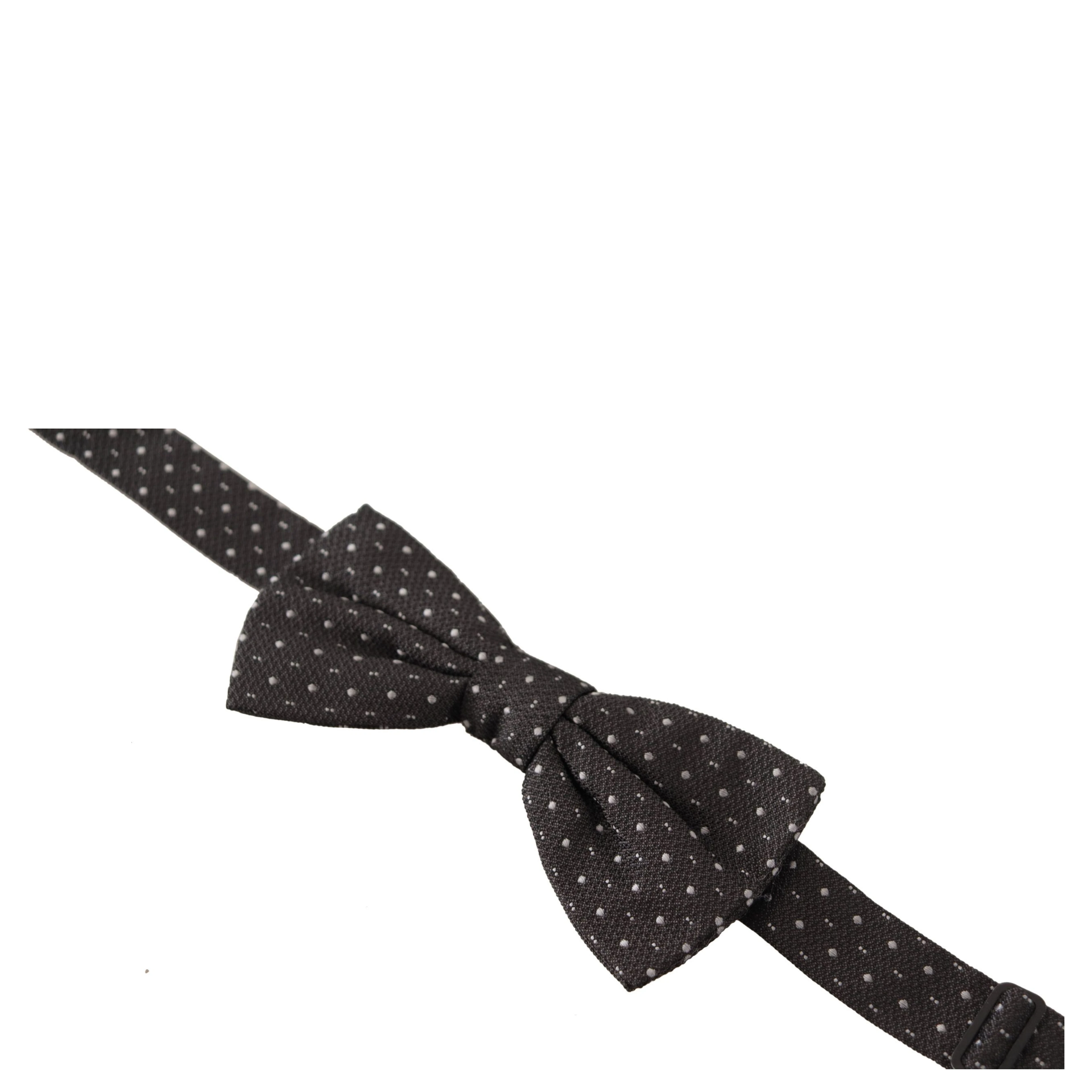 Gray Polka Dot 100% Silk Neck Papillon Tie
