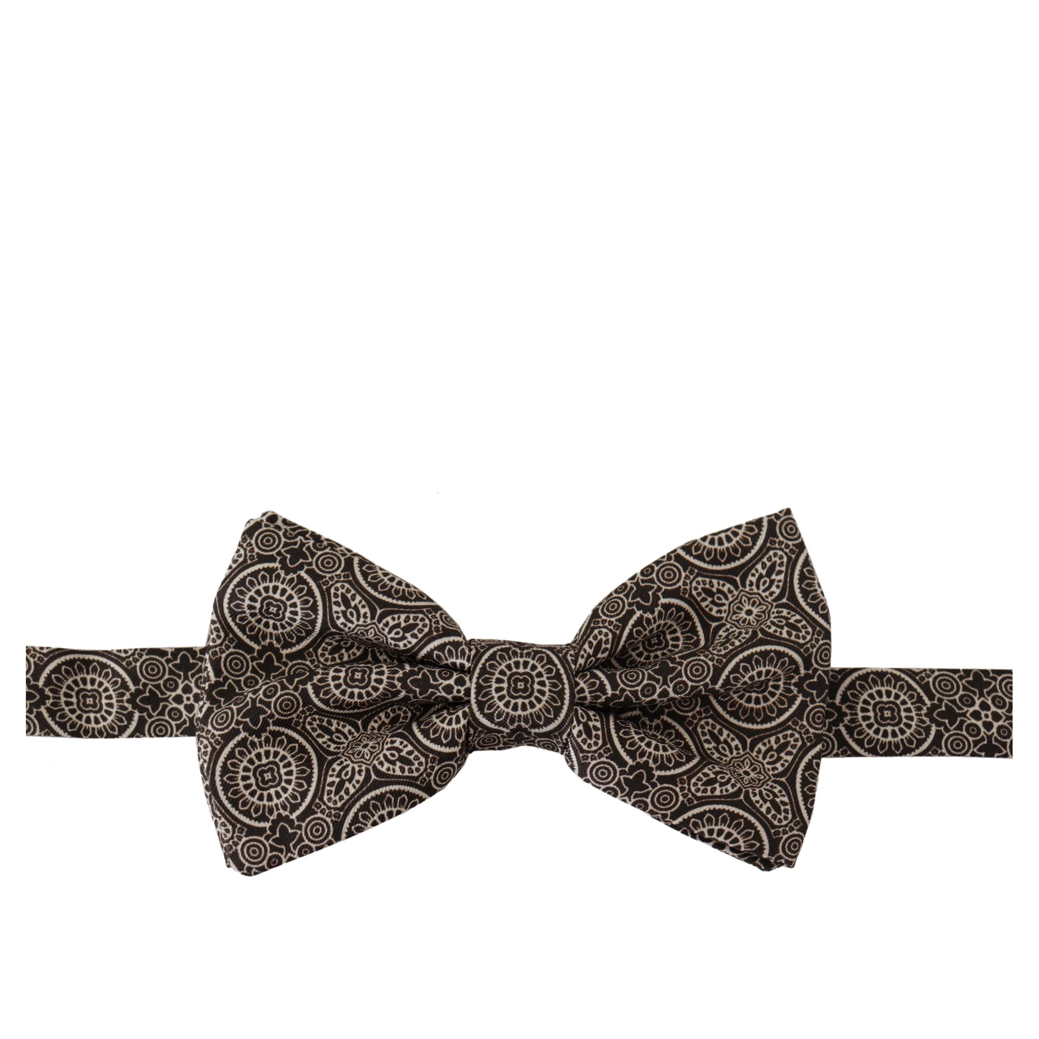 Black white 100% Silk Adjustable Neck Papillon Tie