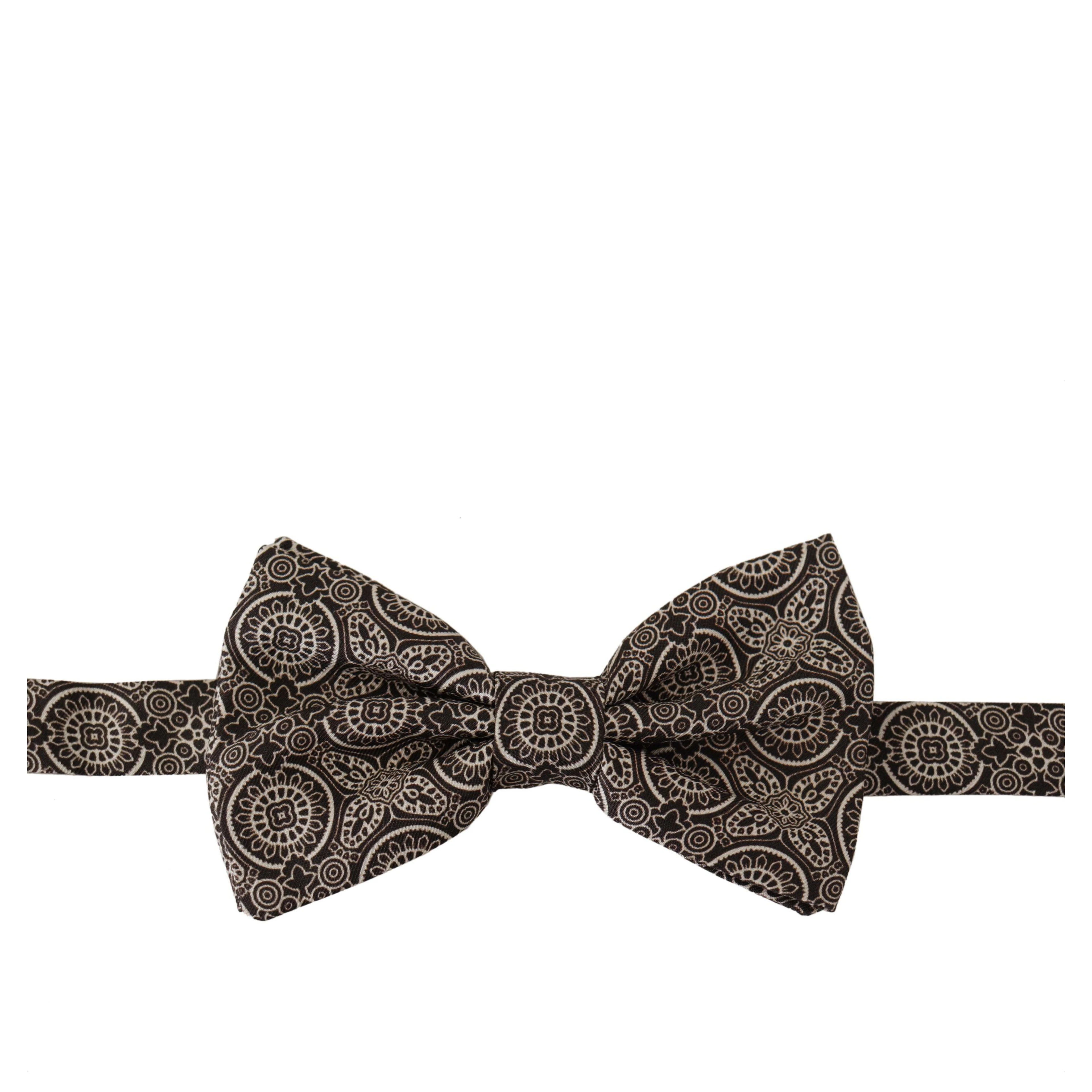 Black white 100% Silk Adjustable Neck Papillon Tie