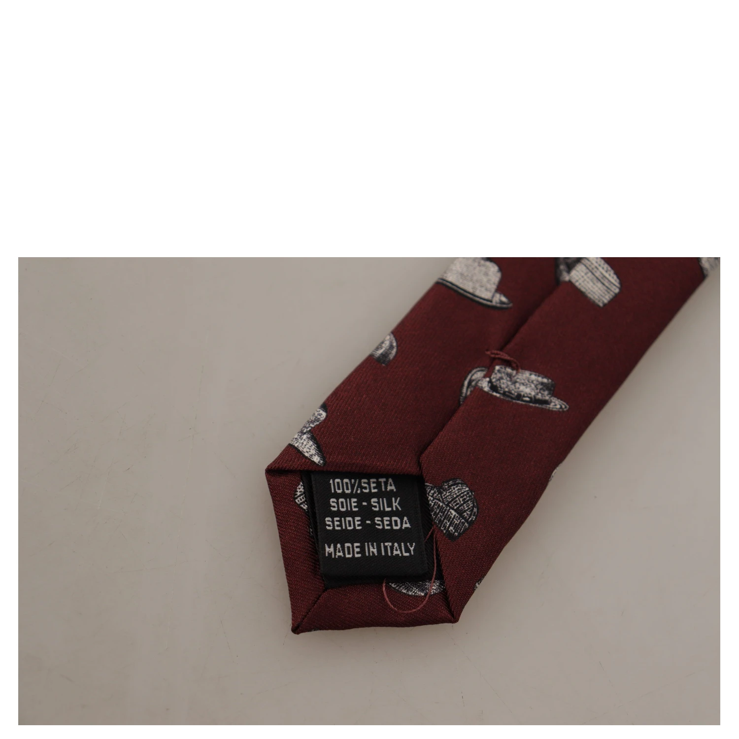 Maroon Hat Pattern 100% Silk Adjustable Accessory Tie