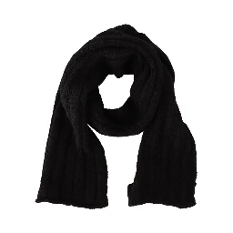 Black Virgin Wool Knitted Unisex Warmer Shawl Scarf