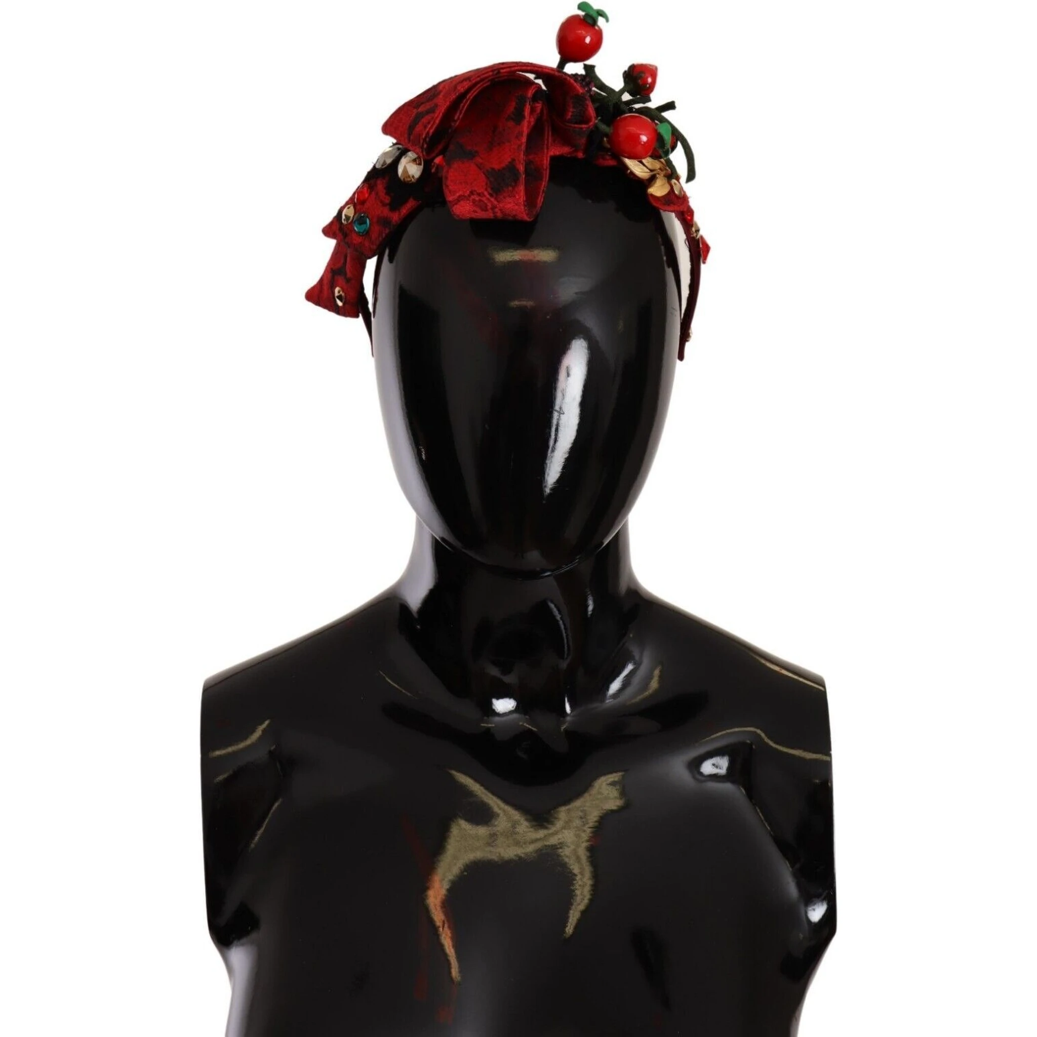 Red Tiara Berry Fruit Crystal Bow Hair Diadem Headband