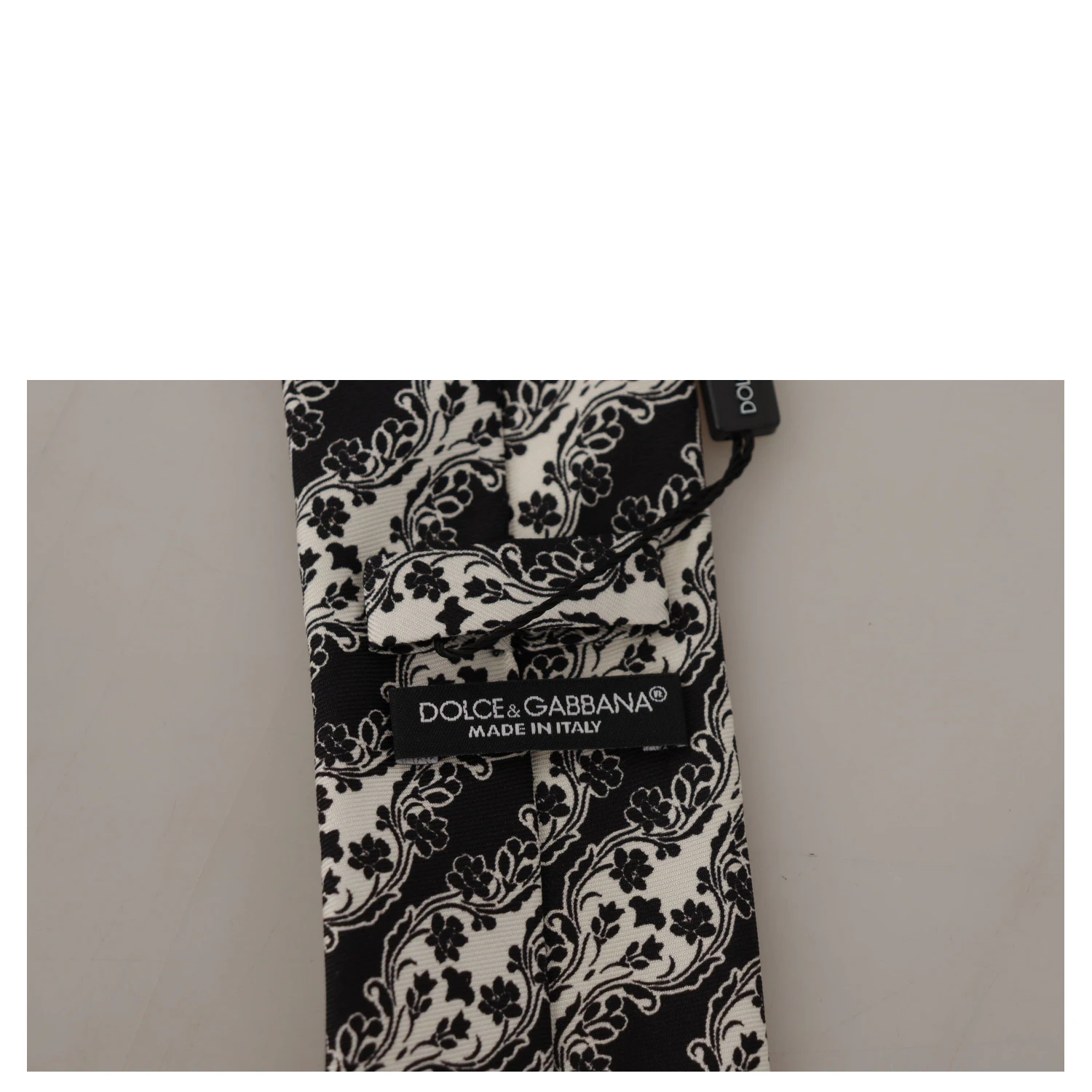 Black White Flower 100% Silk Print Adjustable Accessory Tie
