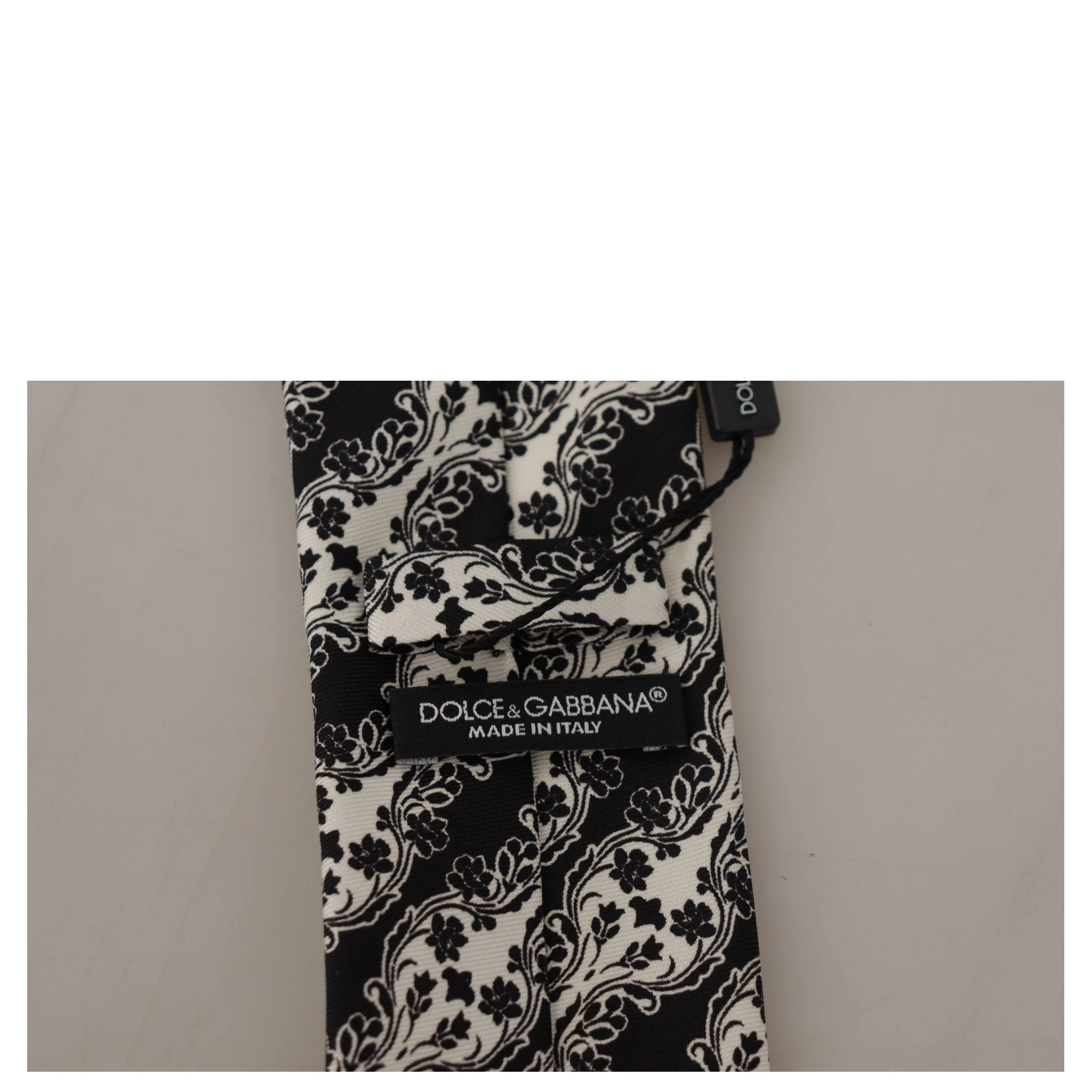 Black White Flower 100% Silk Print Adjustable Accessory Tie