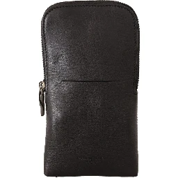 Black Leather Purse Double Belt Strap Multi Kit Wallet