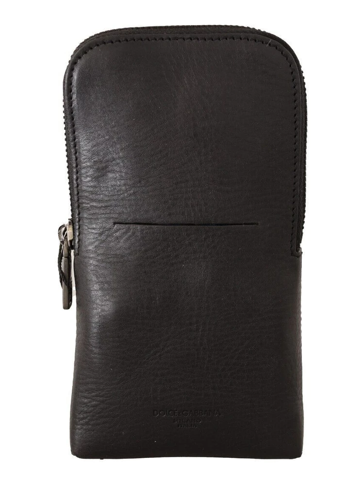 Black Leather Purse Double Belt Strap Multi Kit Wallet