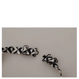 Black White Geometric 100% Silk Adjustable Accessory Tie