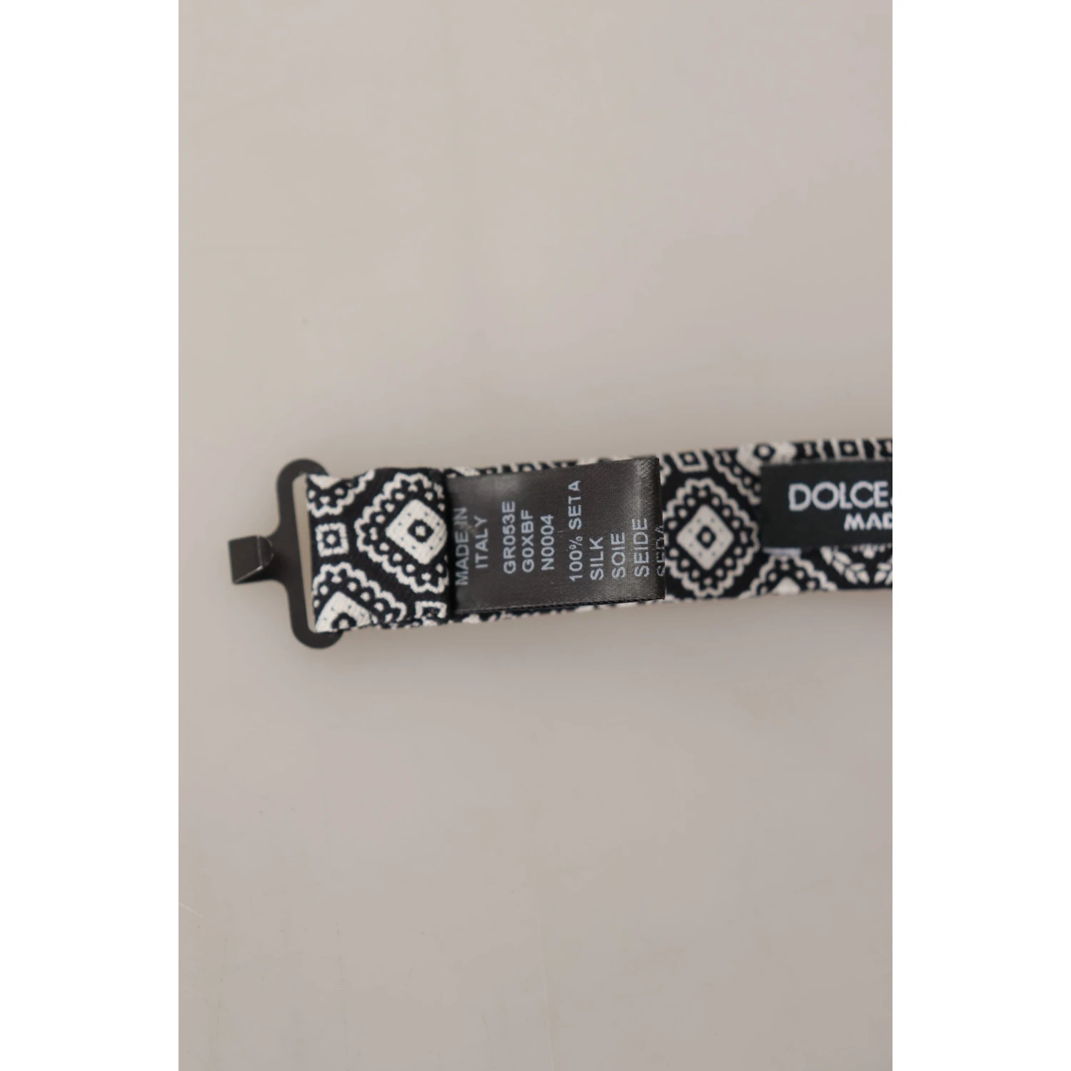 Black white 100% Silk Adjustable Neck Papillon Tie