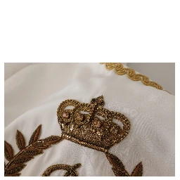 White Silk Gold DG Crown Crystal Blouse Top