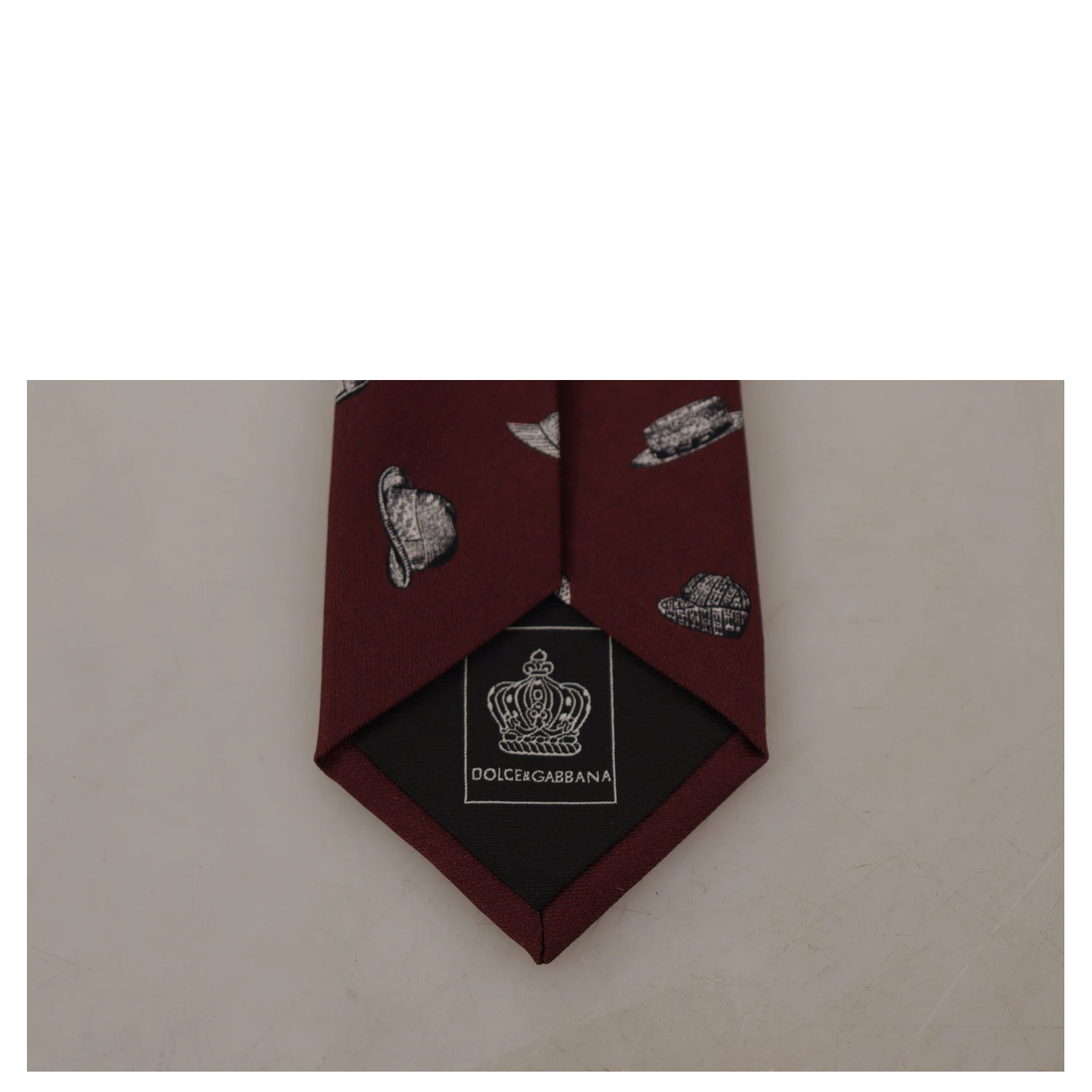 Maroon Hat Pattern 100% Silk Adjustable Accessory Tie