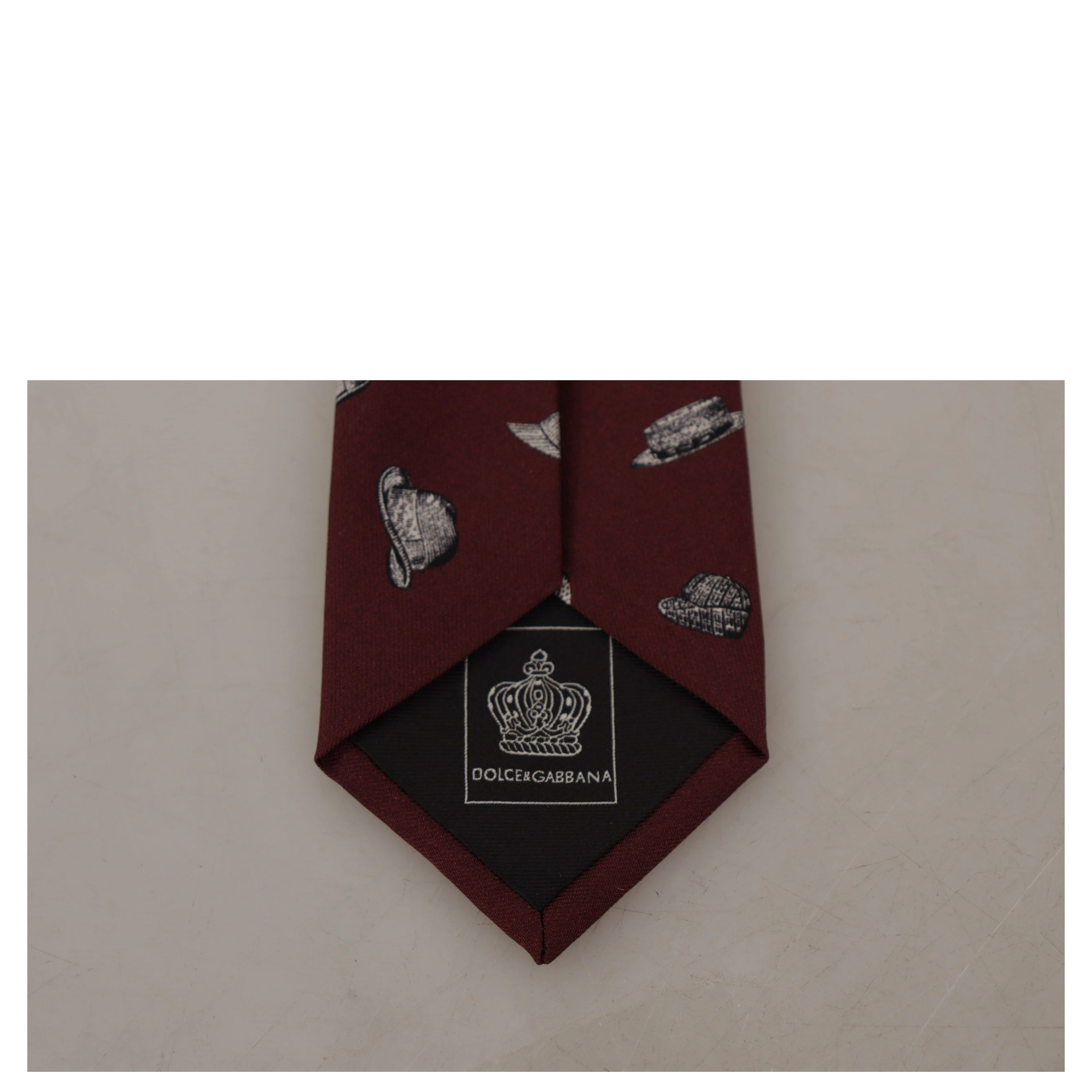 Maroon Hat Pattern 100% Silk Adjustable Accessory Tie