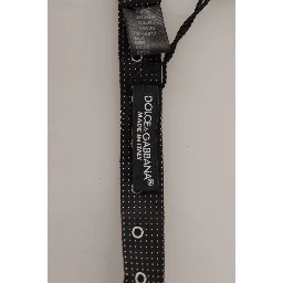 Black White Polka Dot 100% Silk Neck Papillon Tie