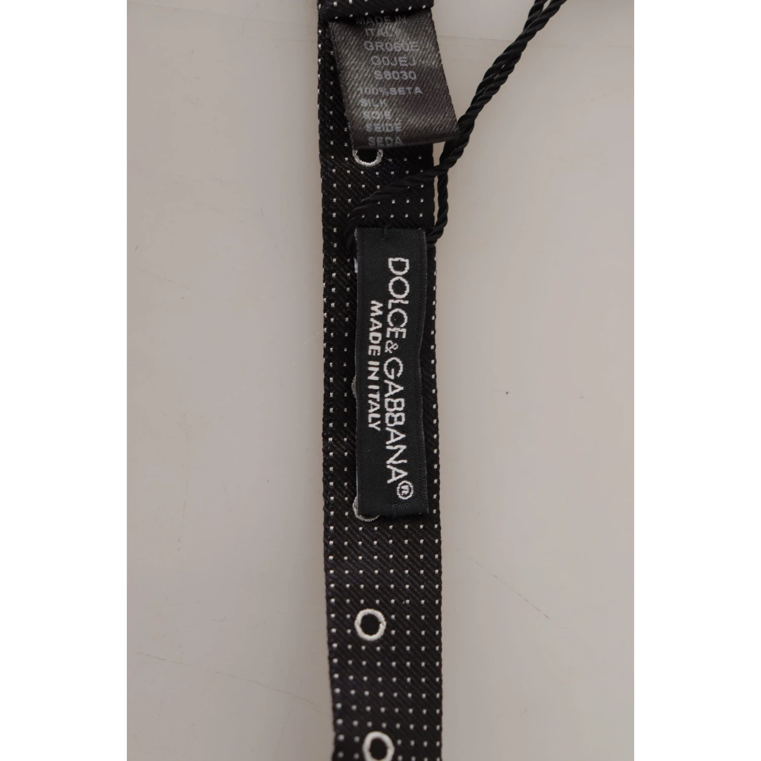 Black White Polka Dot 100% Silk Neck Papillon Tie