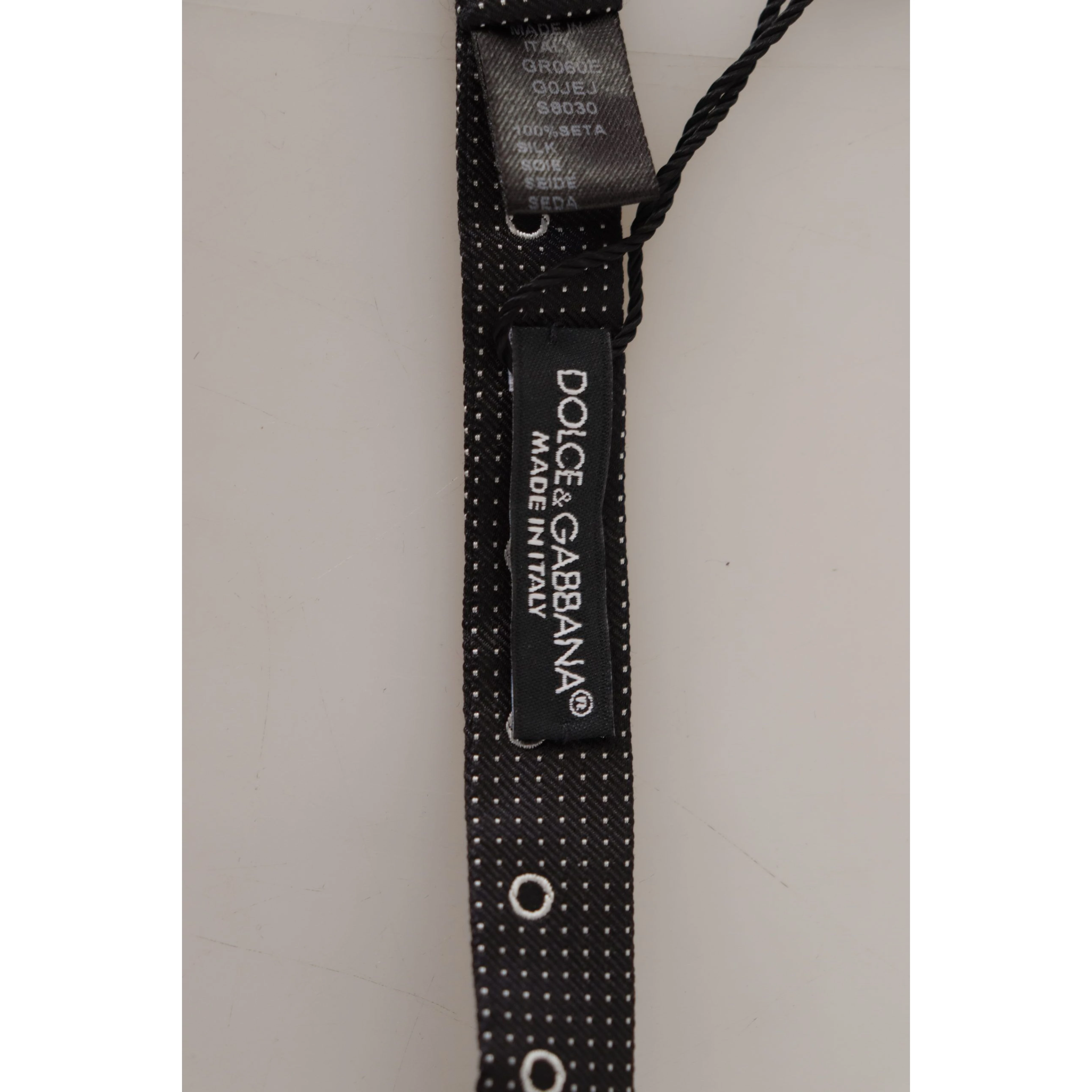 Black White Polka Dot 100% Silk Neck Papillon Tie