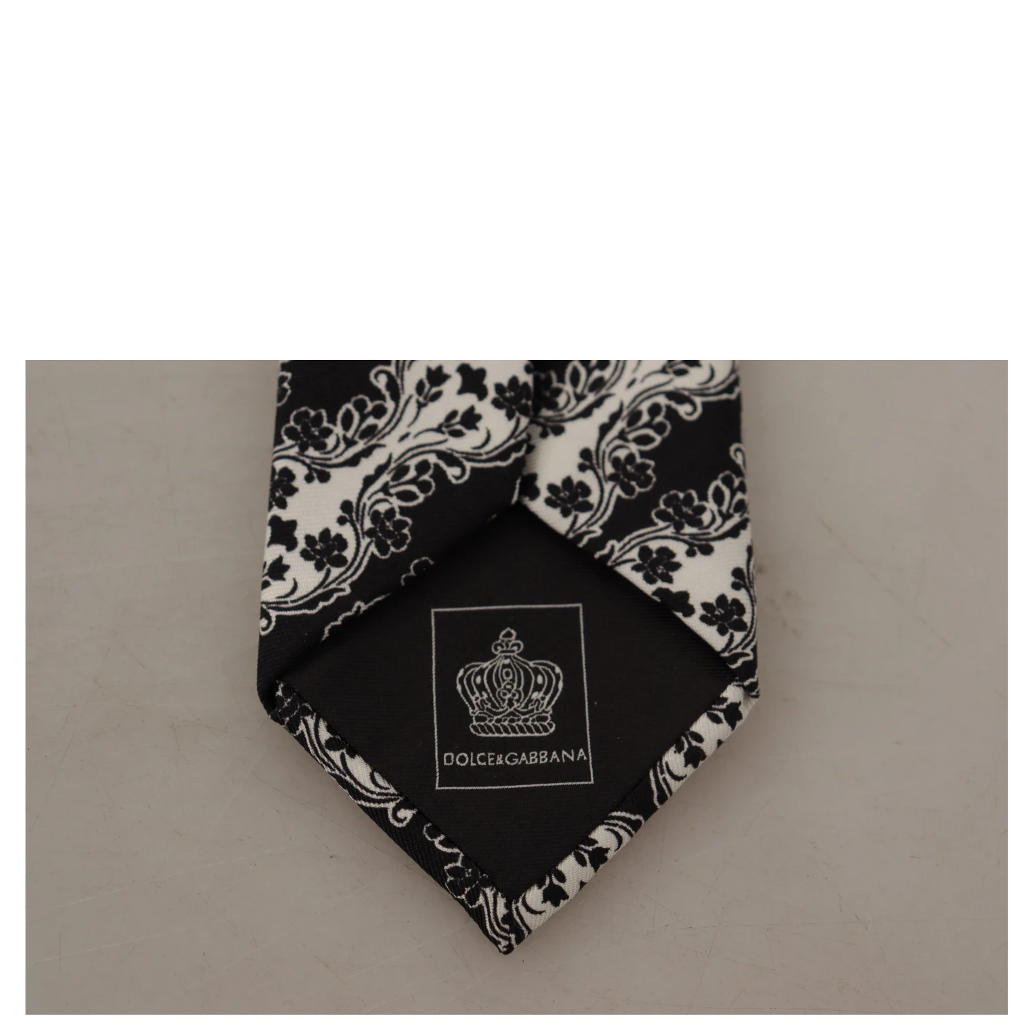Black White Flower 100% Silk Print Adjustable Accessory Tie