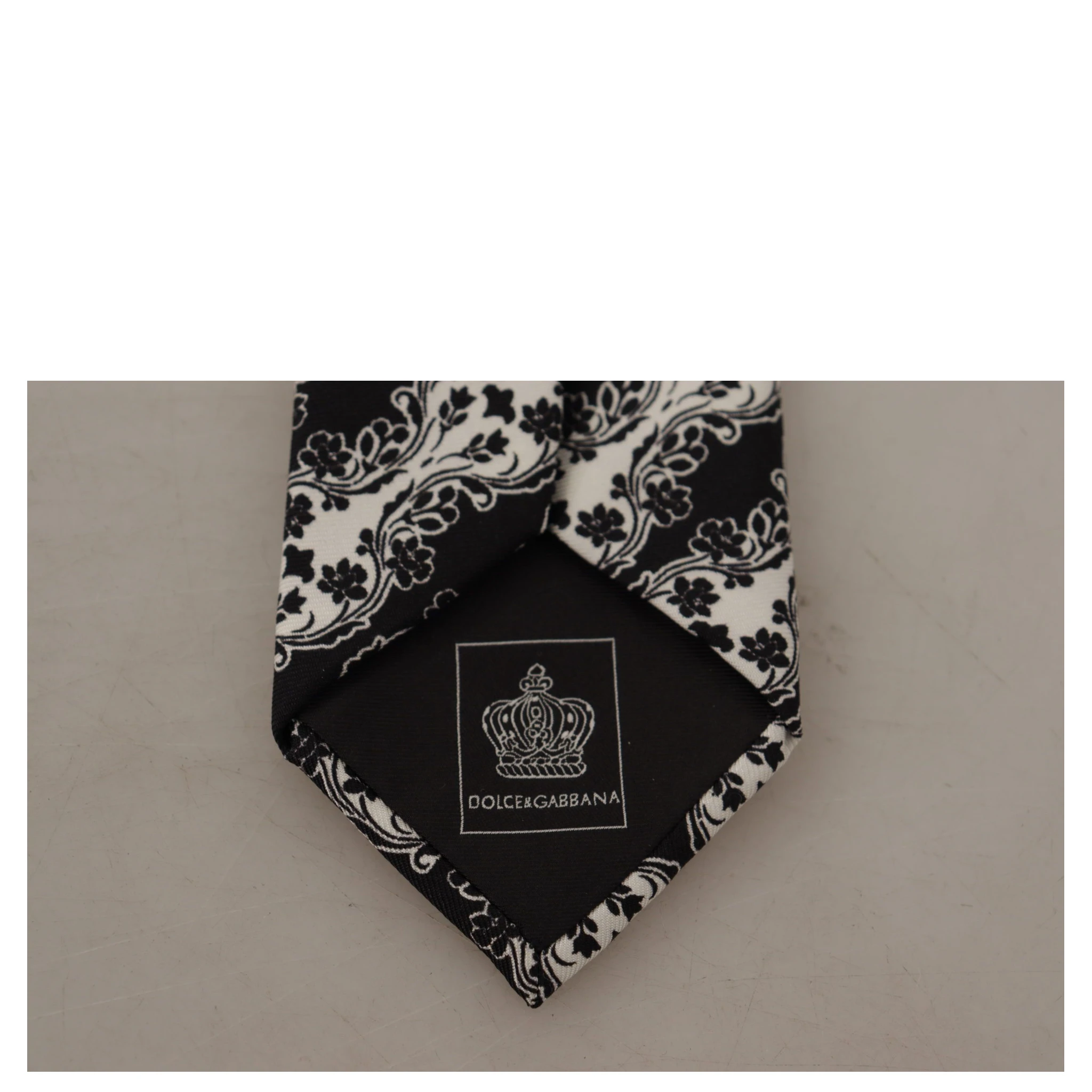 Black White Flower 100% Silk Print Adjustable Accessory Tie