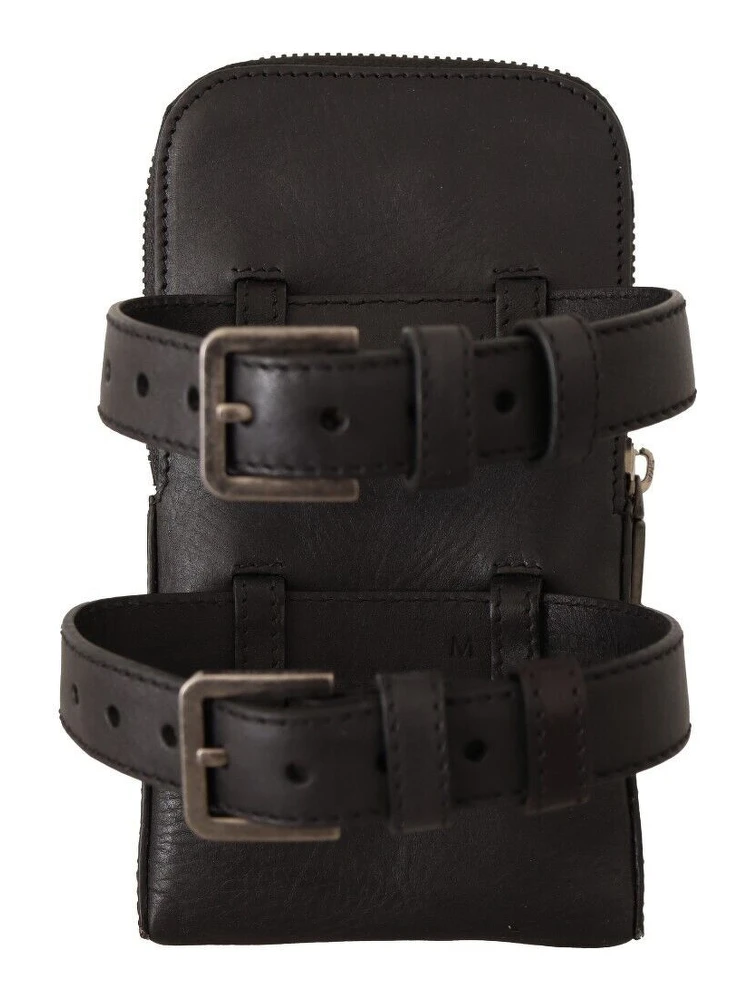 Black Leather Purse Double Belt Strap Multi Kit Wallet alternative